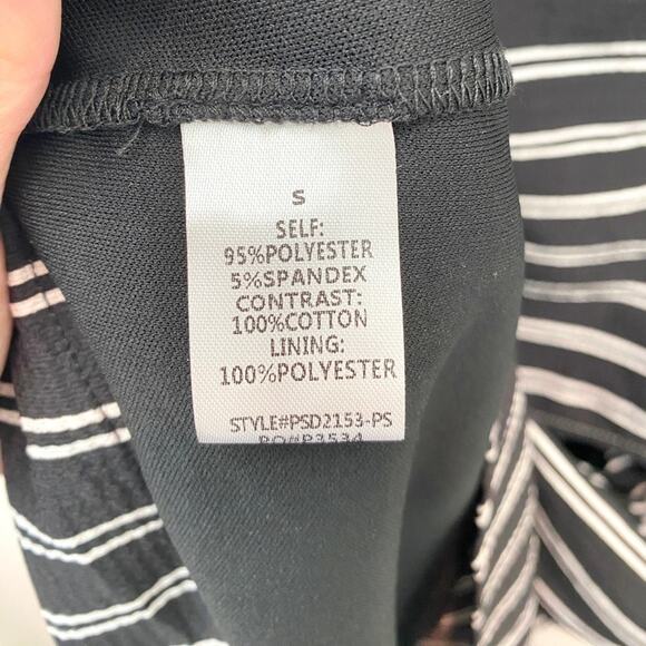 PIPER & SCOOT | Black White Striped Colorblock Midi Dress Modest Boho | Small - Picture 6 of 7